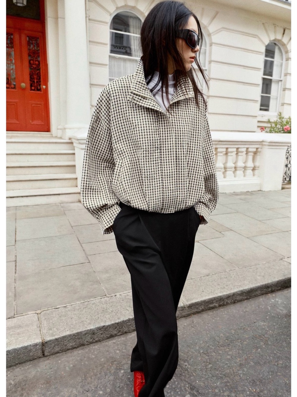 Zara Plaid Bomber Jacket